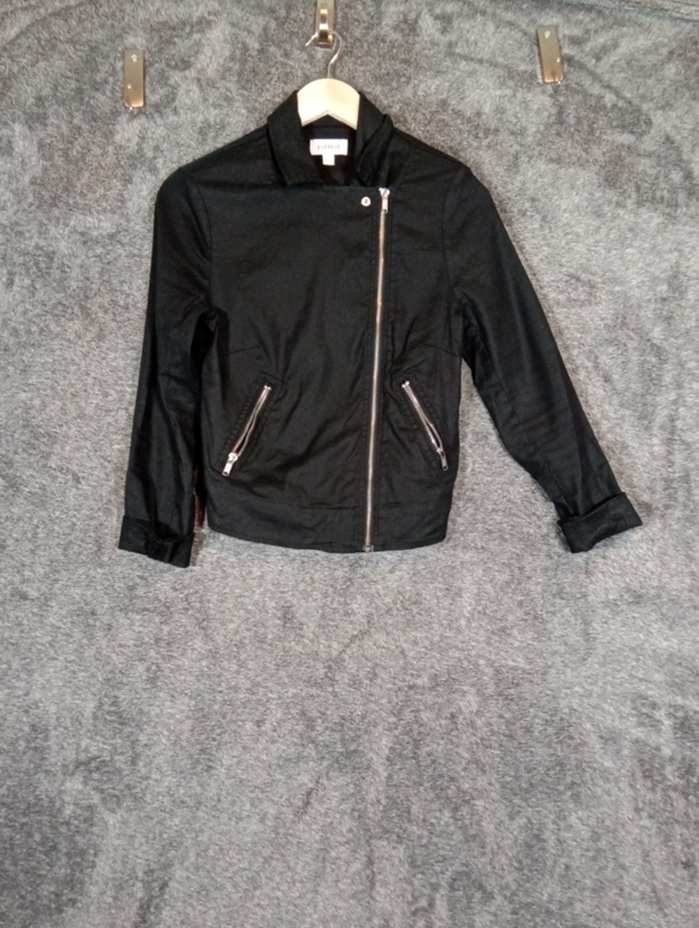 Evereve Jagger Moto Jacket Line Blend Black Shoukder Pads Womens Size Xs